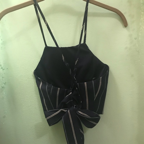 Windsor Navy Crop Top With White Stripes - Picture 2 of 5